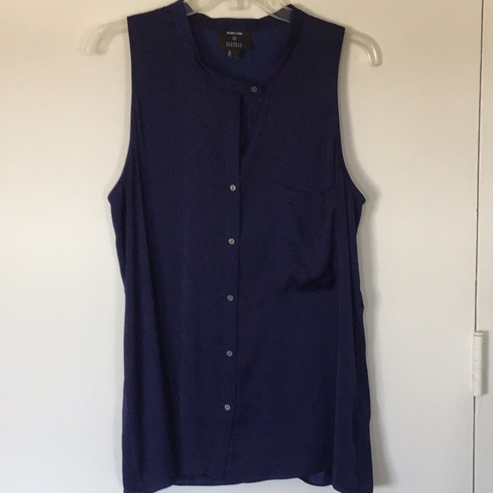 Helmut Lang x Barneys Sleeveless Indigo Blouse Sz L